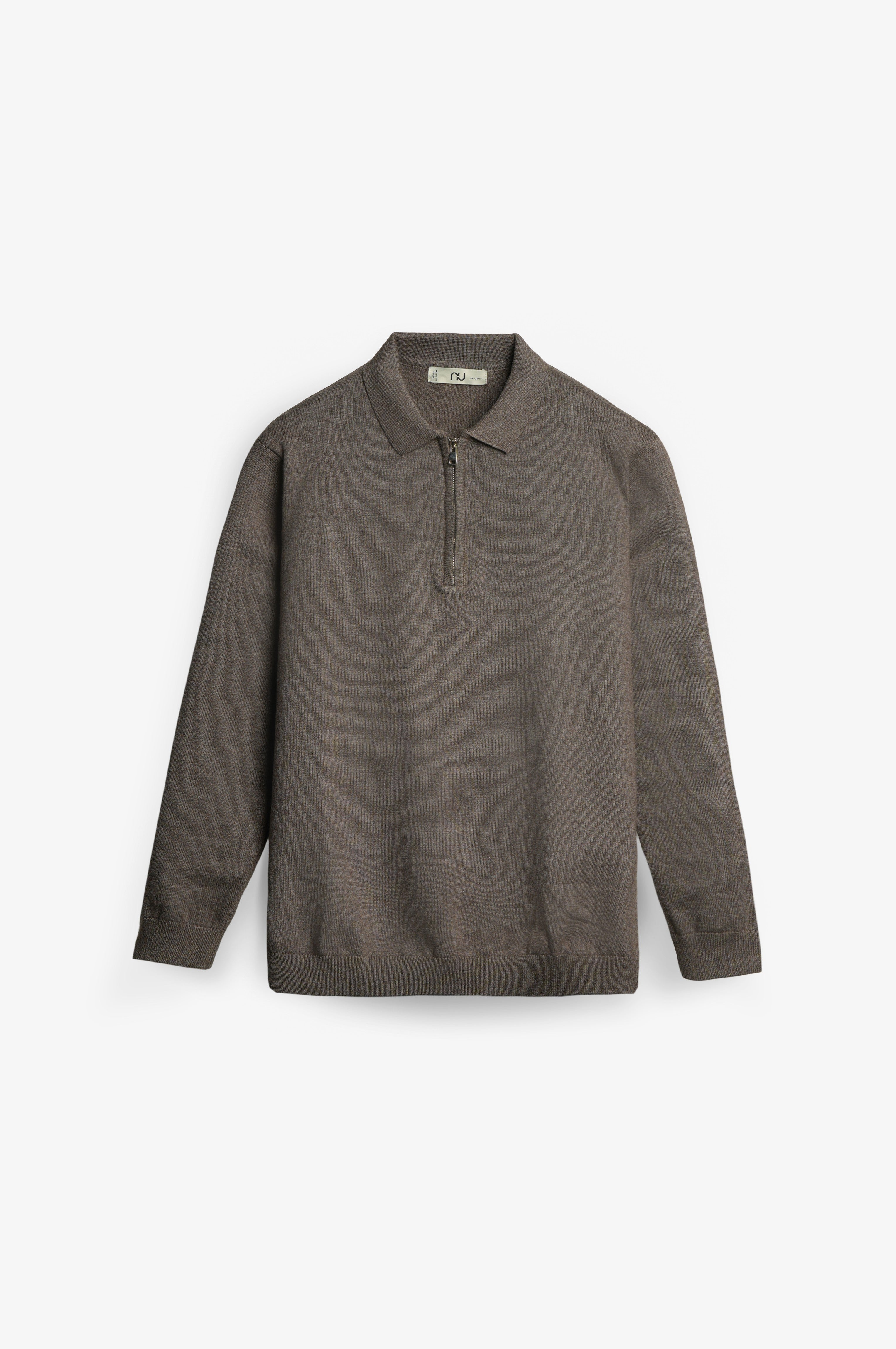 NU Cotton-Melange Zip Knit Polo