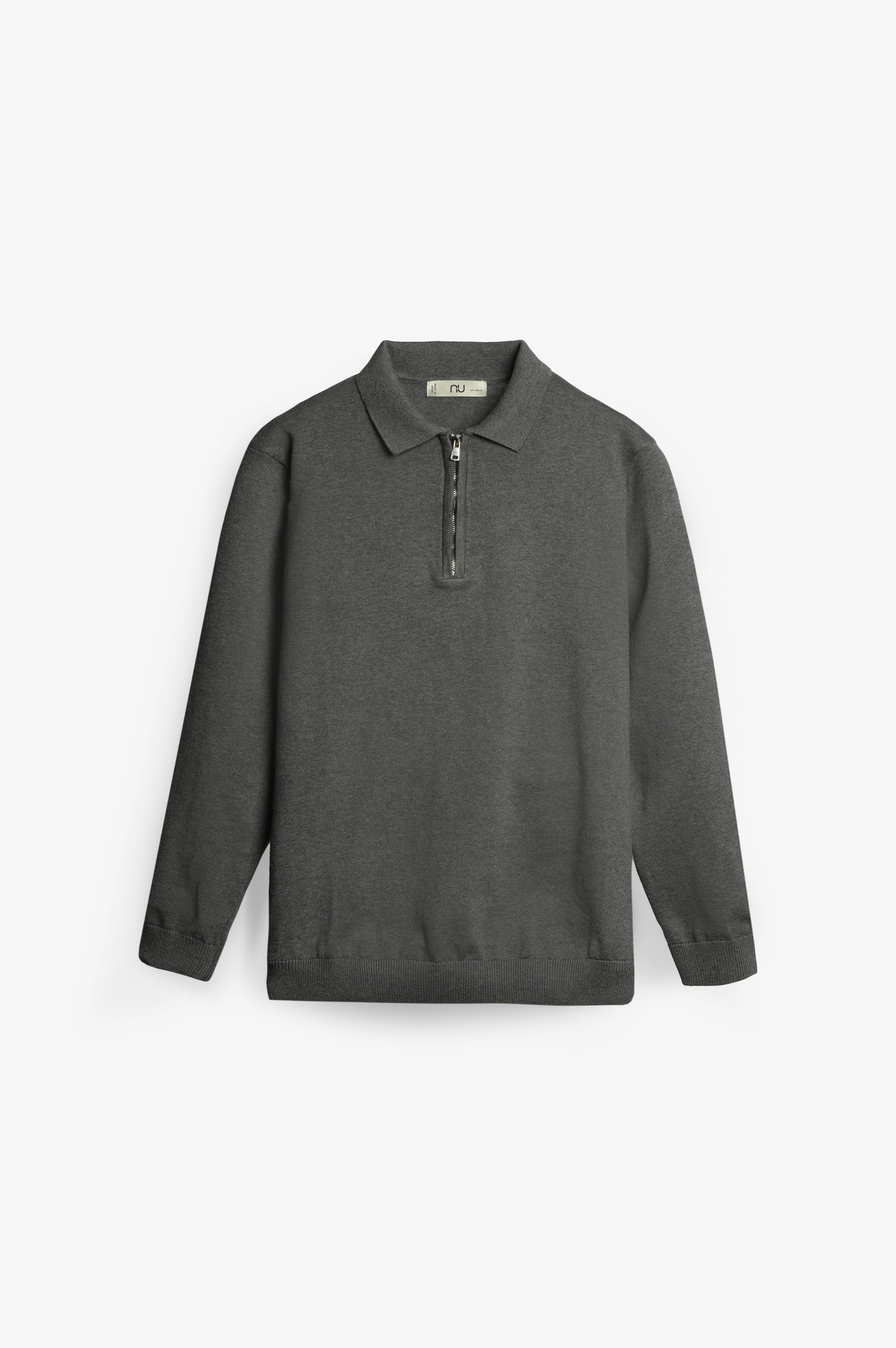 NU Cotton-Melange Zip Knit Polo