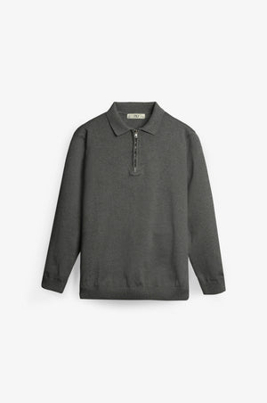 NU Cotton-Melange Zip Knit Polo