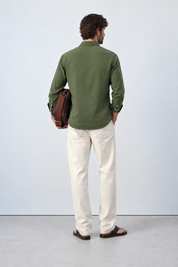 Regular Fit Lyocell Linen Shirt - Olive Green