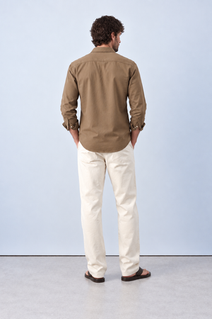 Regular Fit Lyocell Linen Shirt - Brown