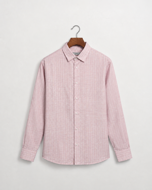 Regular Fit European Linen Double Stripe Shirt - Peach