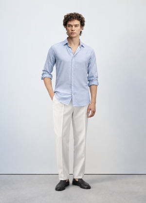 Regular Fit Lyocell Twill Shirt - Light Blue