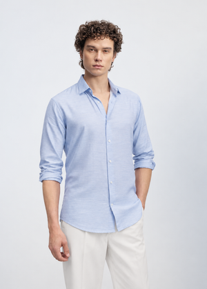 Regular Fit Lyocell Twill Shirt - Light Blue