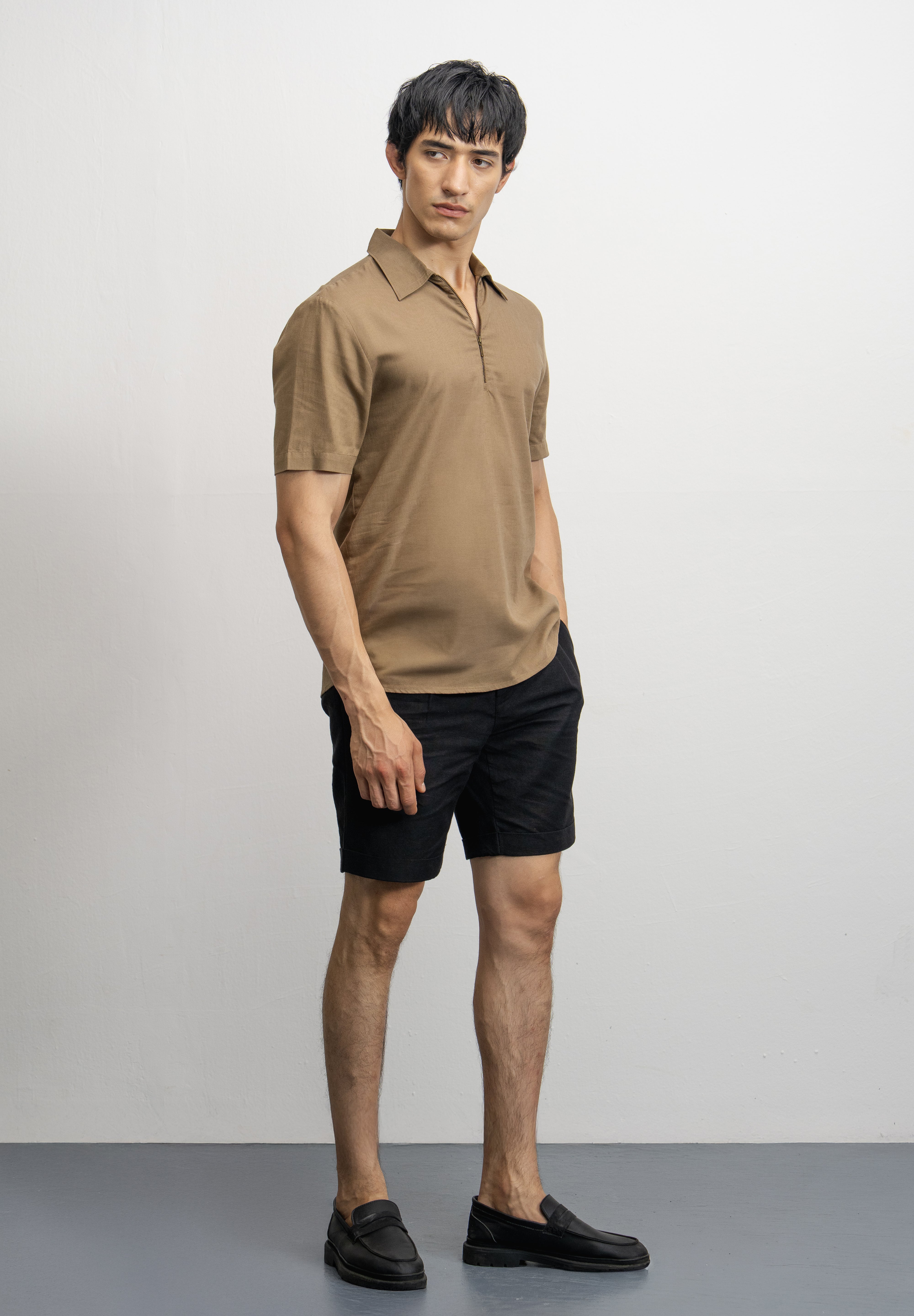 NU Lyocell-Linen Zip Shirt