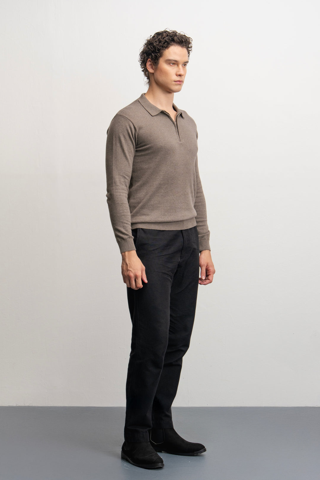 NU Cotton-Melange Zip Knit Polo