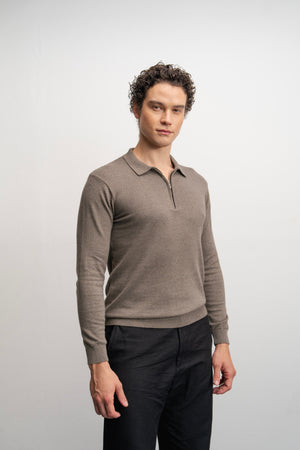 NU Cotton-Melange Zip Knit Polo