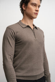 NU Cotton-Melange Zip Knit Polo