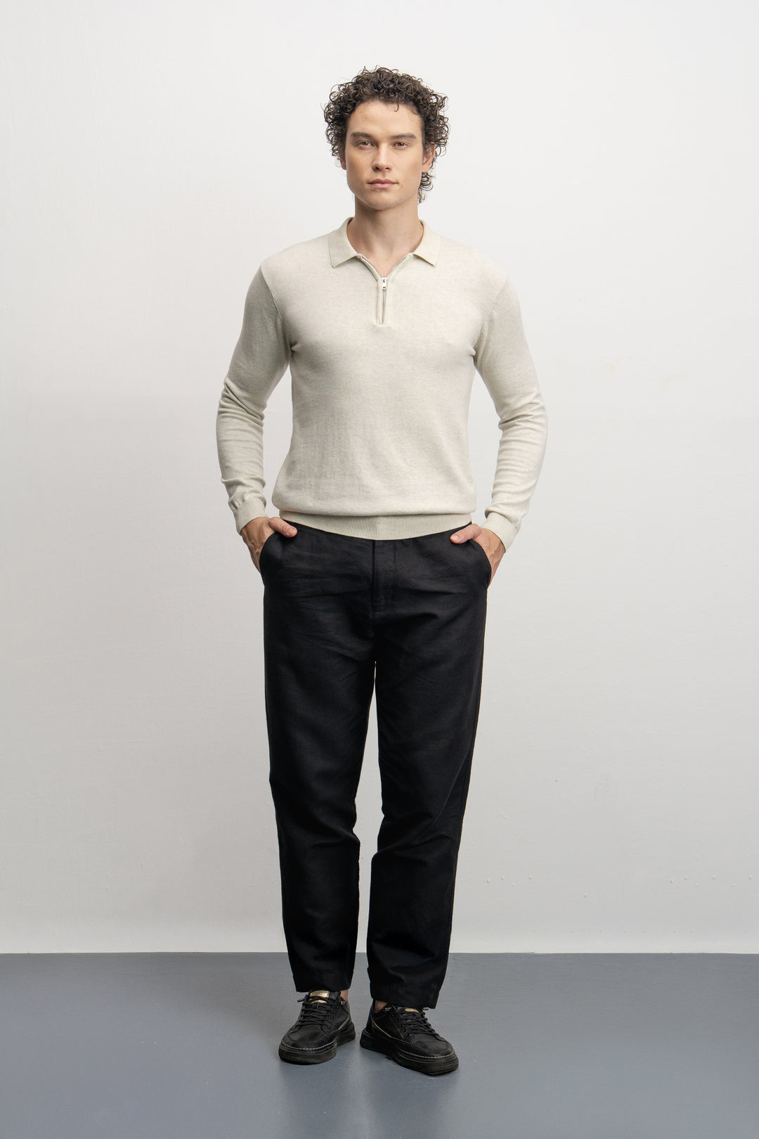 NU Cotton-Melange Zip Knit Polo