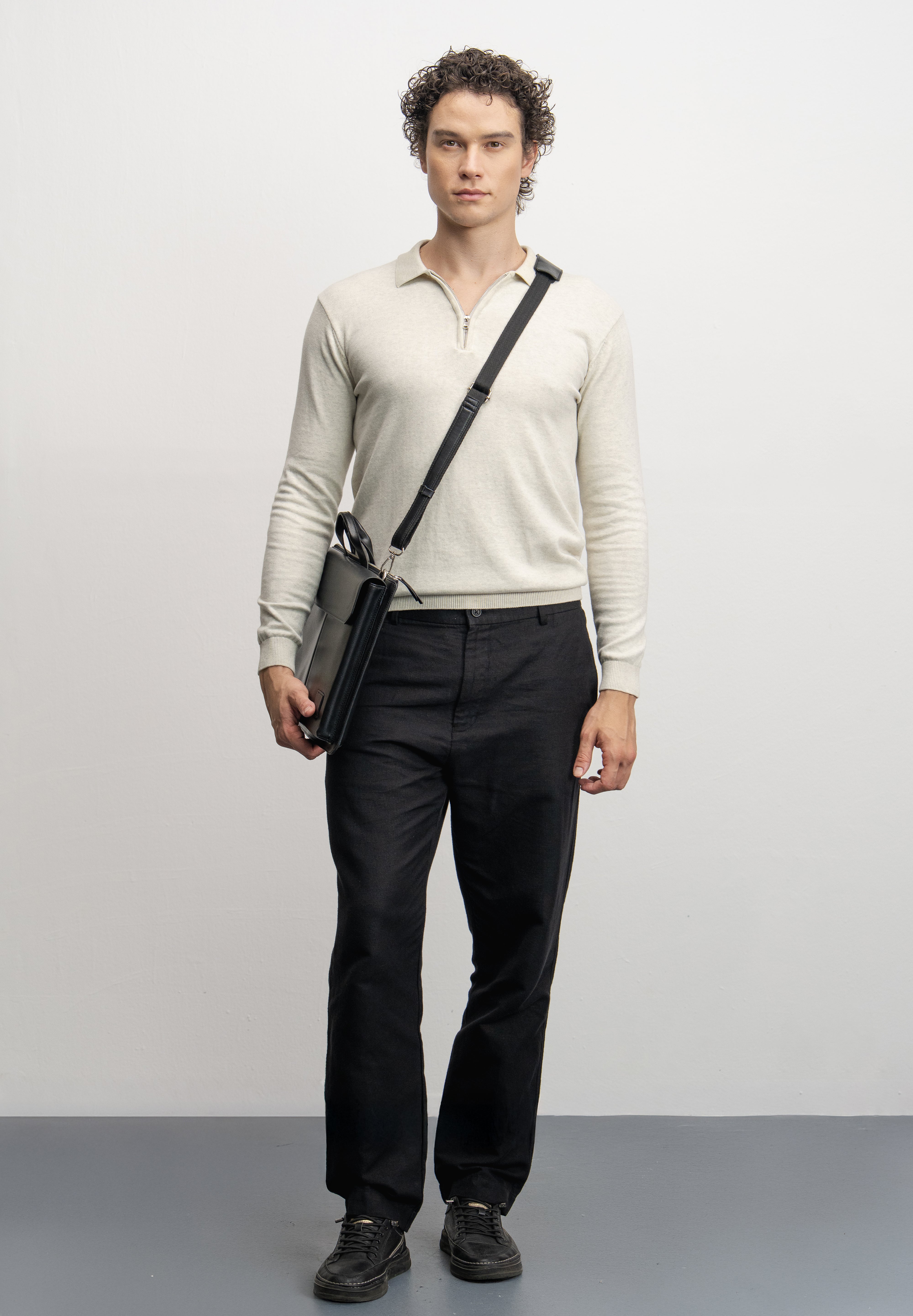 NU Cotton-Melange Zip Knit Polo S/38 NU Cotton-Melange Zip Knit Polo S/38