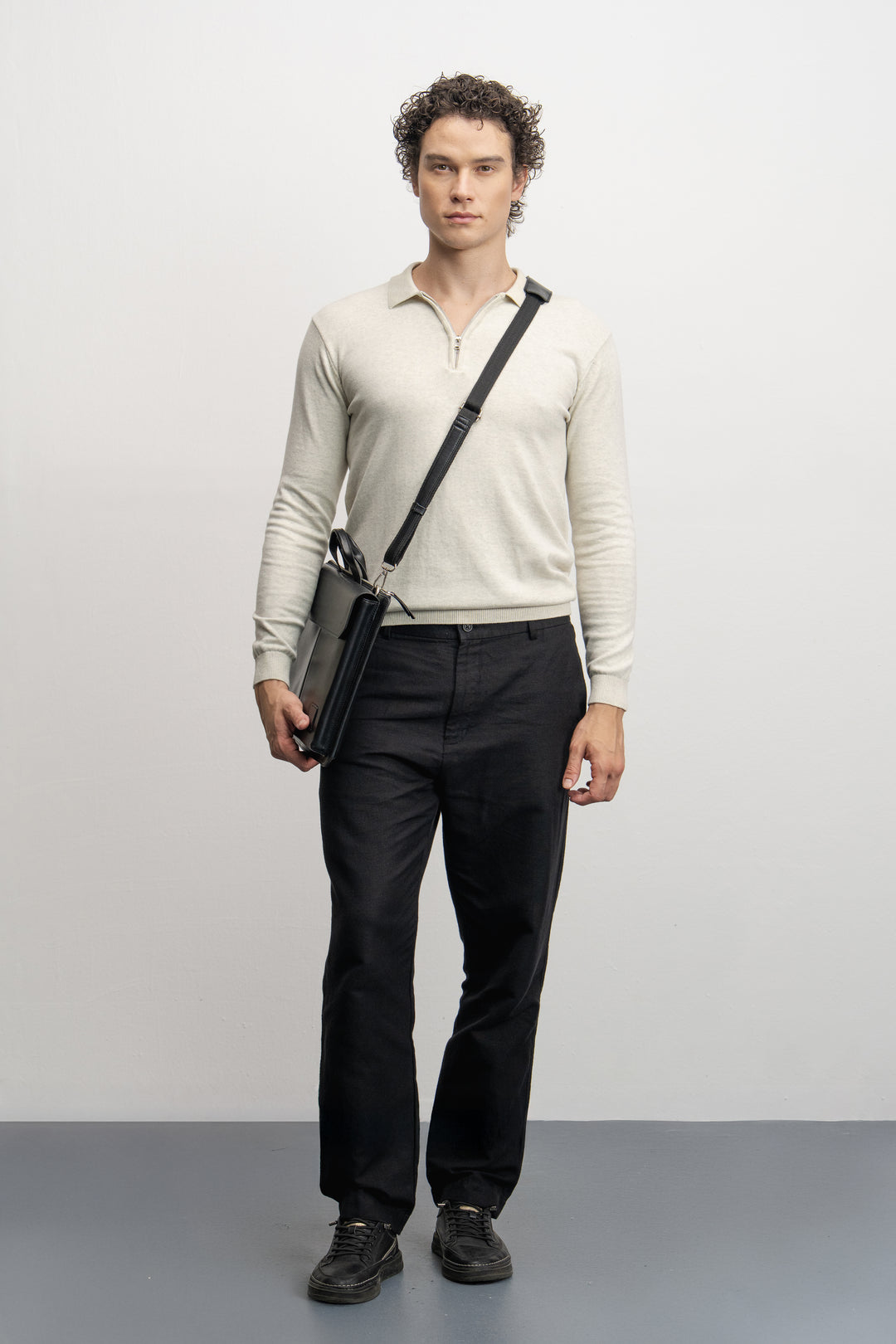 NU Cotton-Melange Zip Knit Polo