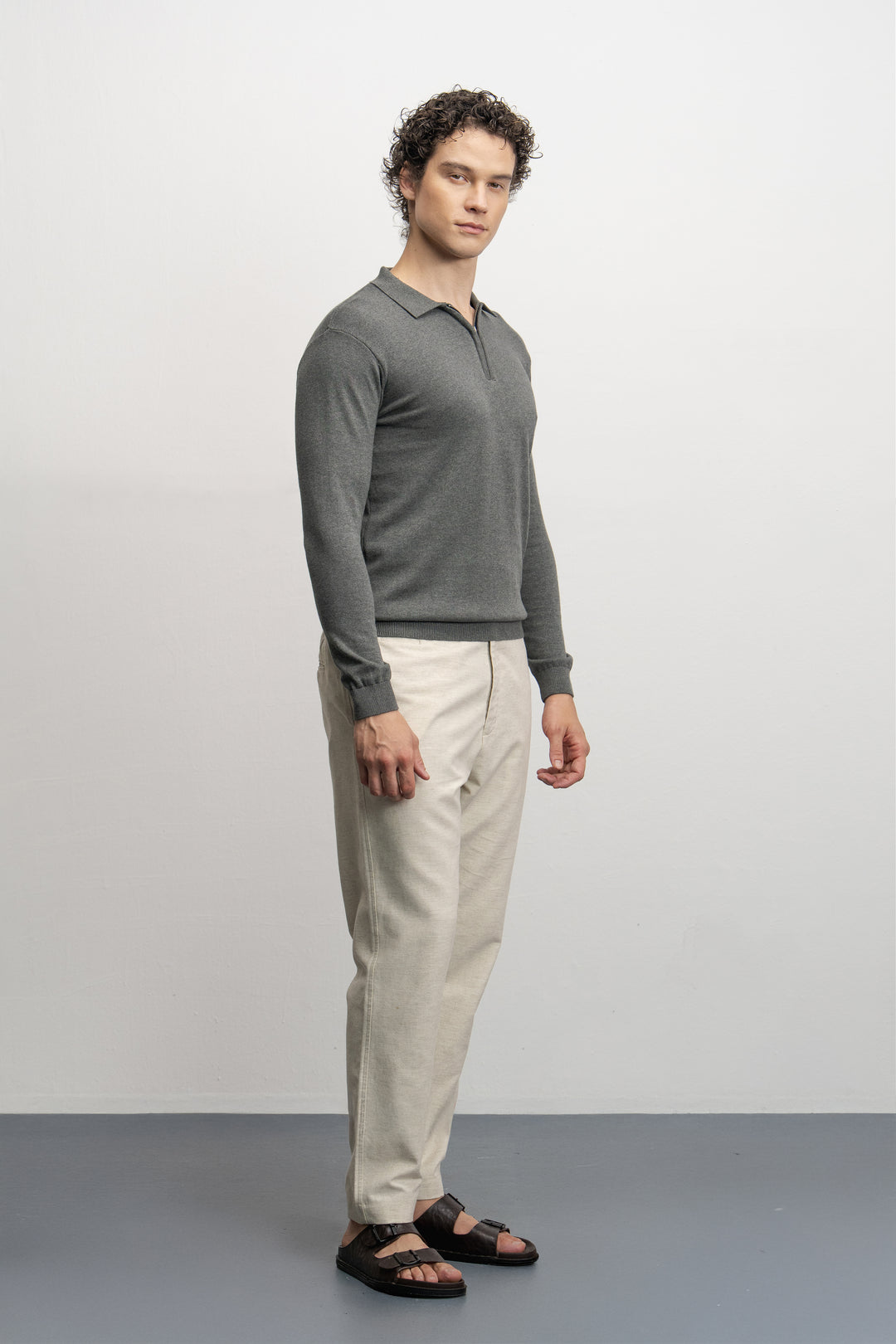 NU Cotton-Melange Zip Knit Polo