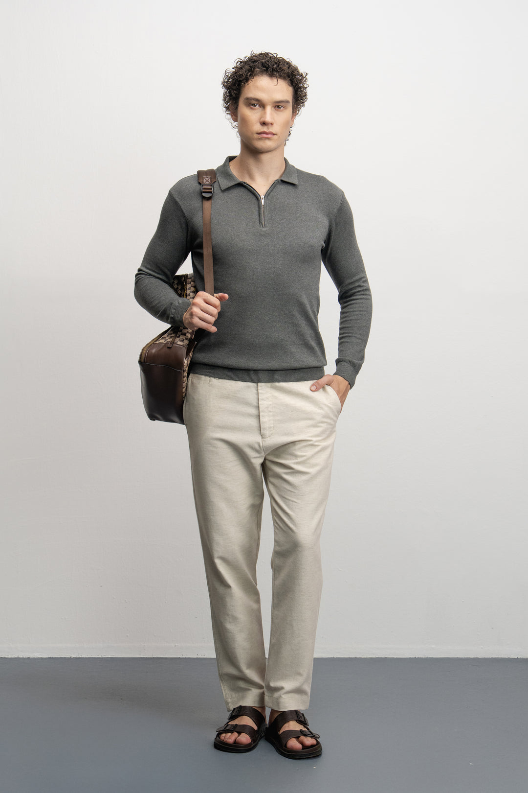 NU Cotton-Melange Zip Knit Polo