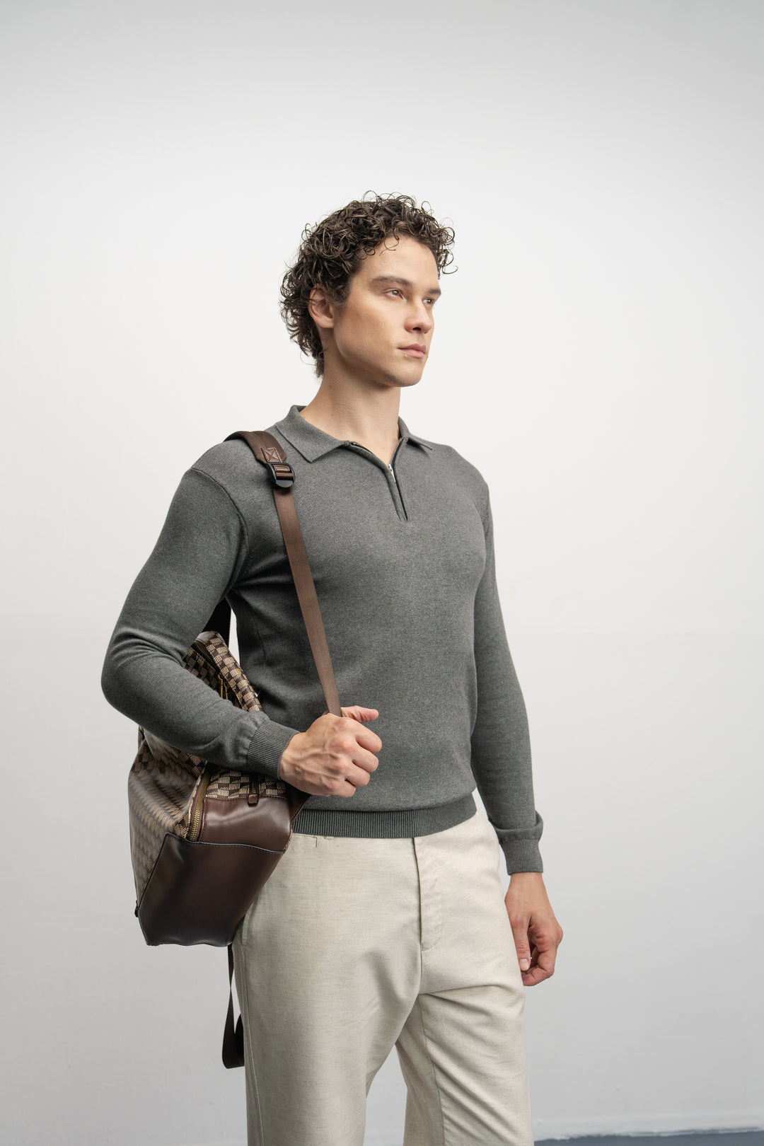 NU Cotton-Melange Zip Knit Polo